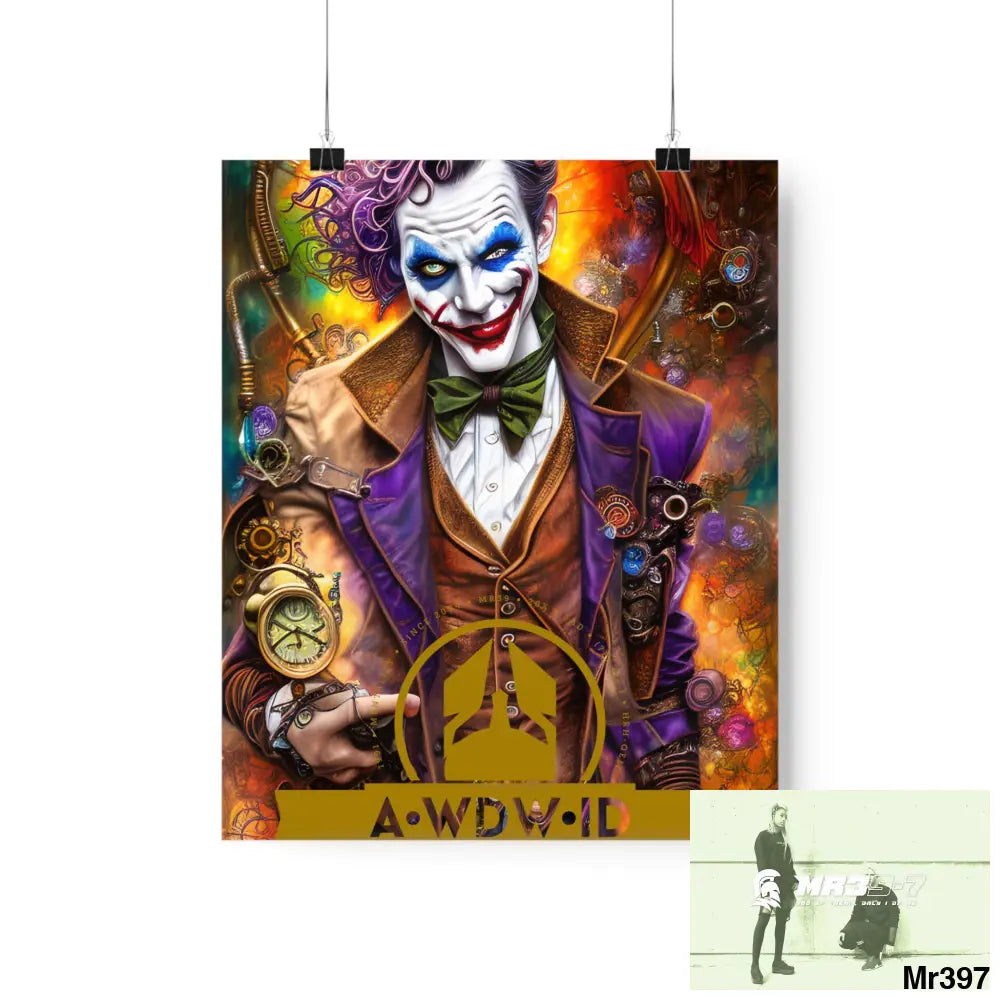 AWDW.ID Steampunk Joker Hearts Tribal Fractal Matte Vertical Posters 9’’ x 11’’ / Matte Poster