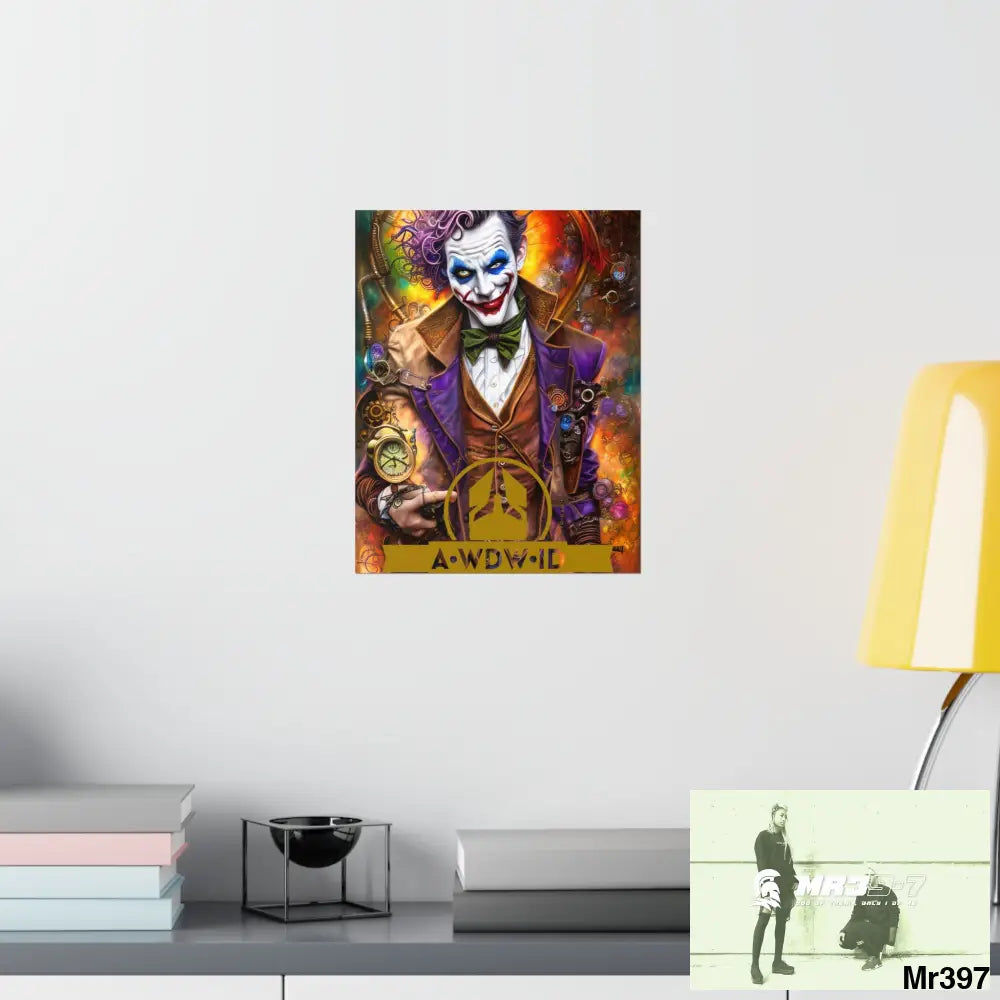 AWDW.ID Steampunk Joker Hearts Tribal Fractal Matte Vertical Posters Poster