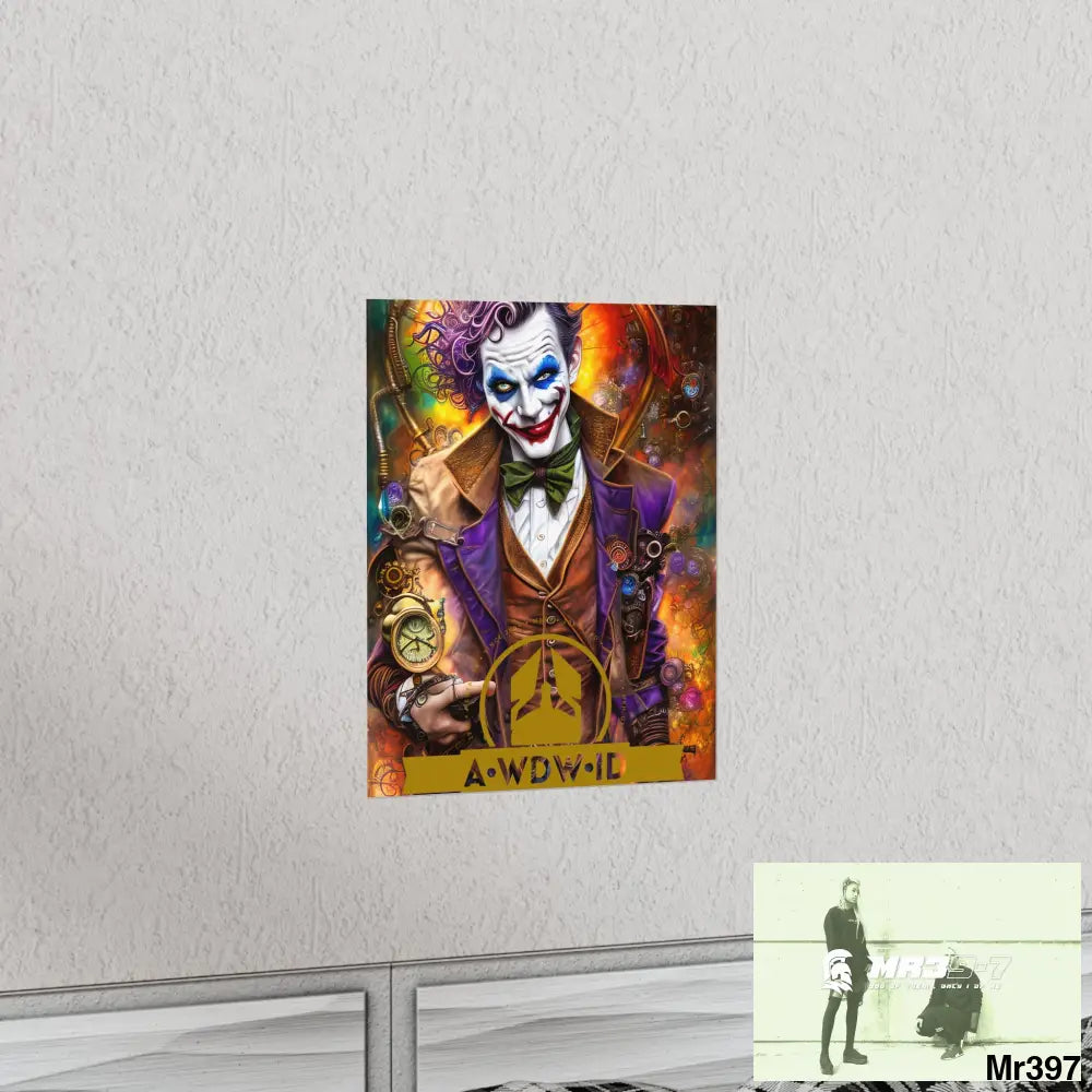 AWDW.ID Steampunk Joker Hearts Tribal Fractal Matte Vertical Posters Poster