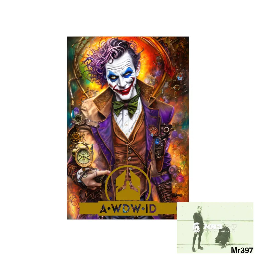 AWDW.ID Steampunk Joker Hearts Tribal Fractal Matte Vertical Posters Poster