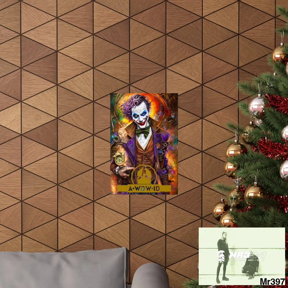 AWDW.ID Steampunk Joker Hearts Tribal Fractal Matte Vertical Posters Poster