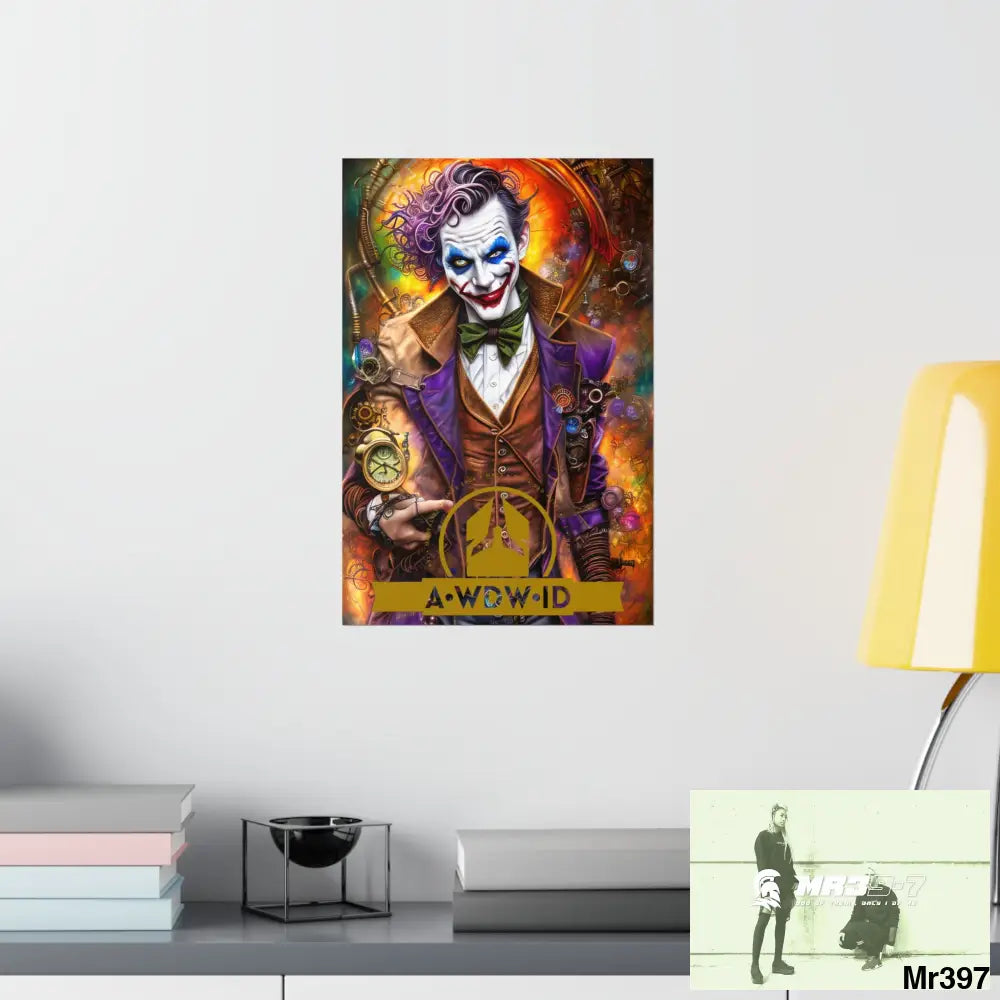 AWDW.ID Steampunk Joker Hearts Tribal Fractal Matte Vertical Posters Poster