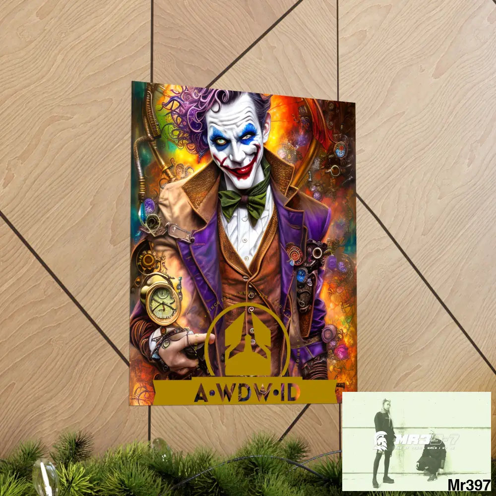 AWDW.ID Steampunk Joker Hearts Tribal Fractal Matte Vertical Posters Poster