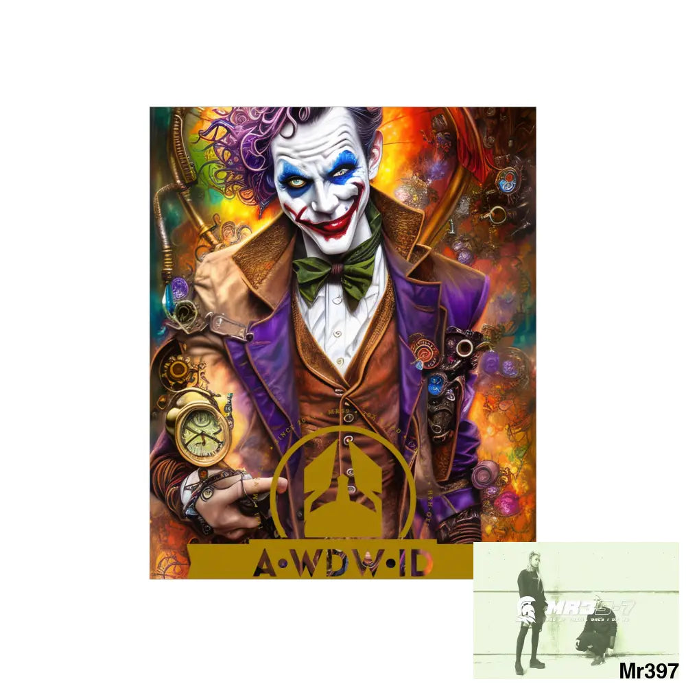 AWDW.ID Steampunk Joker Hearts Tribal Fractal Matte Vertical Posters Poster