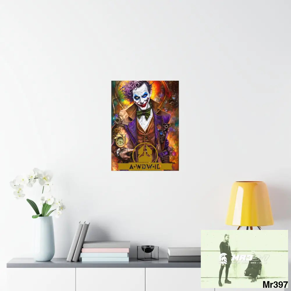 AWDW.ID Steampunk Joker Hearts Tribal Fractal Matte Vertical Posters Poster