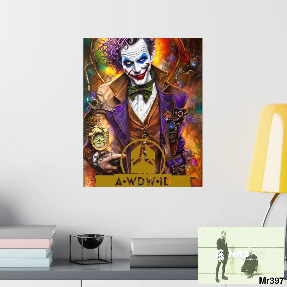 AWDW.ID Steampunk Joker Hearts Tribal Fractal Matte Vertical Posters Poster