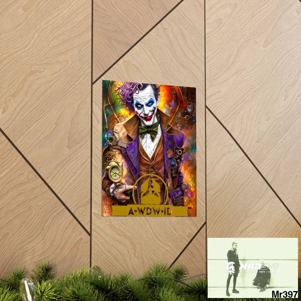 AWDW.ID Steampunk Joker Hearts Tribal Fractal Matte Vertical Posters Poster