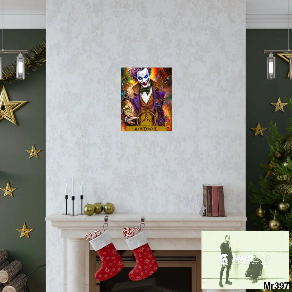 AWDW.ID Steampunk Joker Hearts Tribal Fractal Matte Vertical Posters Poster