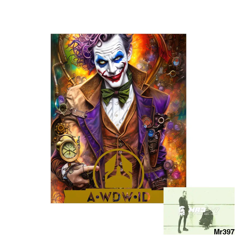 AWDW.ID Steampunk Joker Hearts Tribal Fractal Matte Vertical Posters Poster