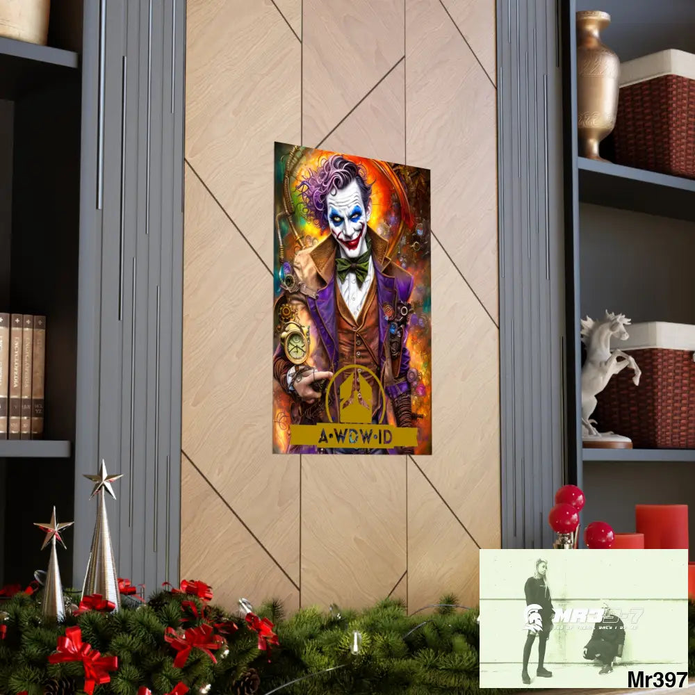 AWDW.ID Steampunk Joker Hearts Tribal Fractal Matte Vertical Posters Poster