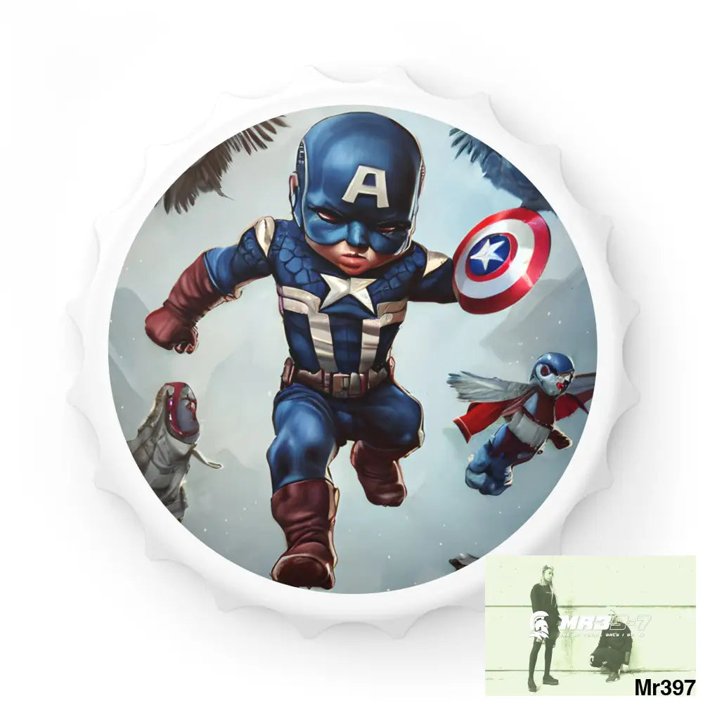Baby Captain America Magnetic Bottle Opener One size / White Accessories