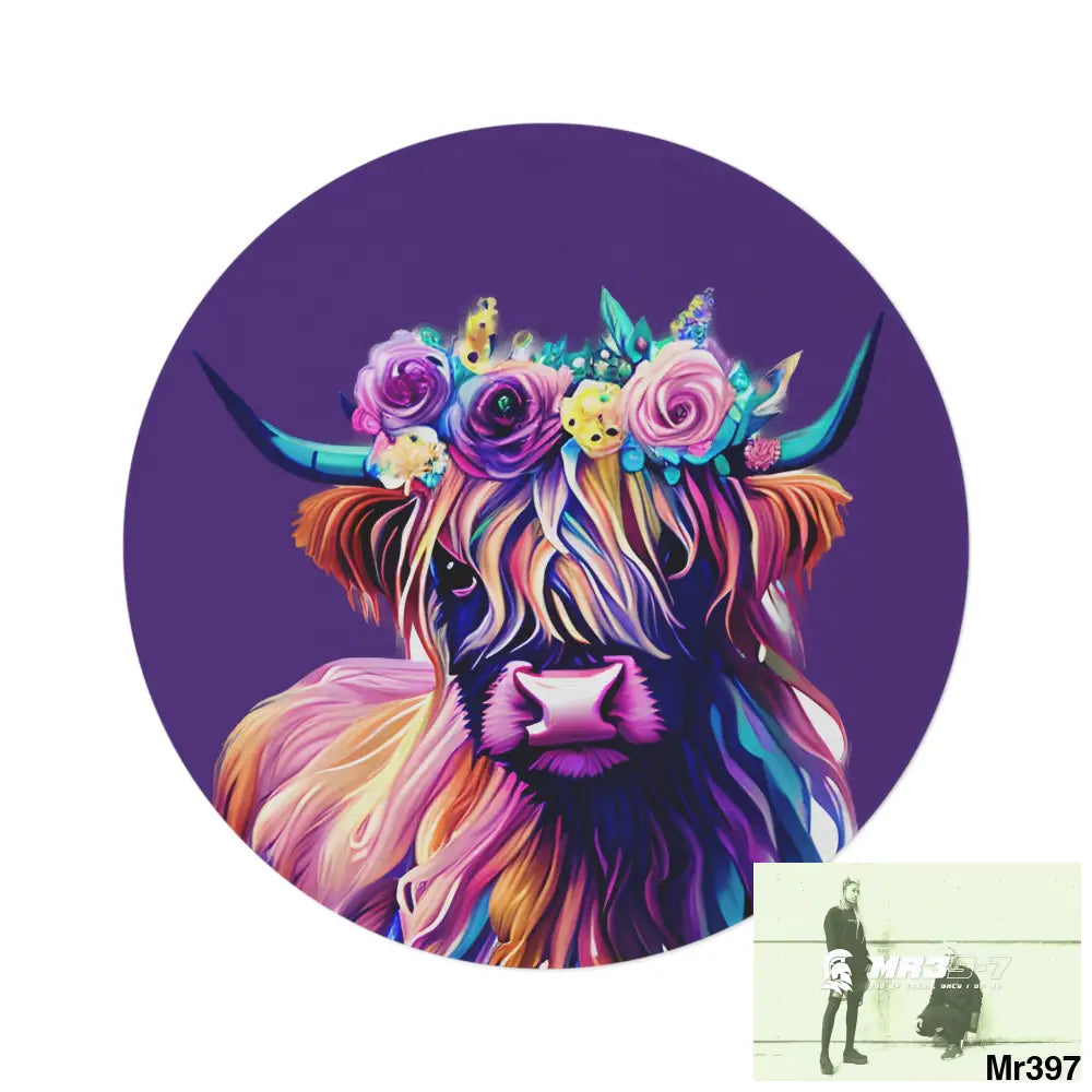 Baby Highland Cow Round Rug 60’’ × 60’’ Home Decor