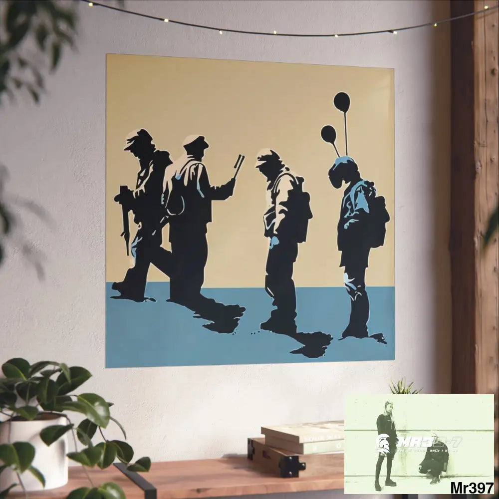 Banksy inspired Churchill’s Bar Dahab — no 2 The Warning (2014) Dahab Gold Narrative Poster SeriesFine Art Posters