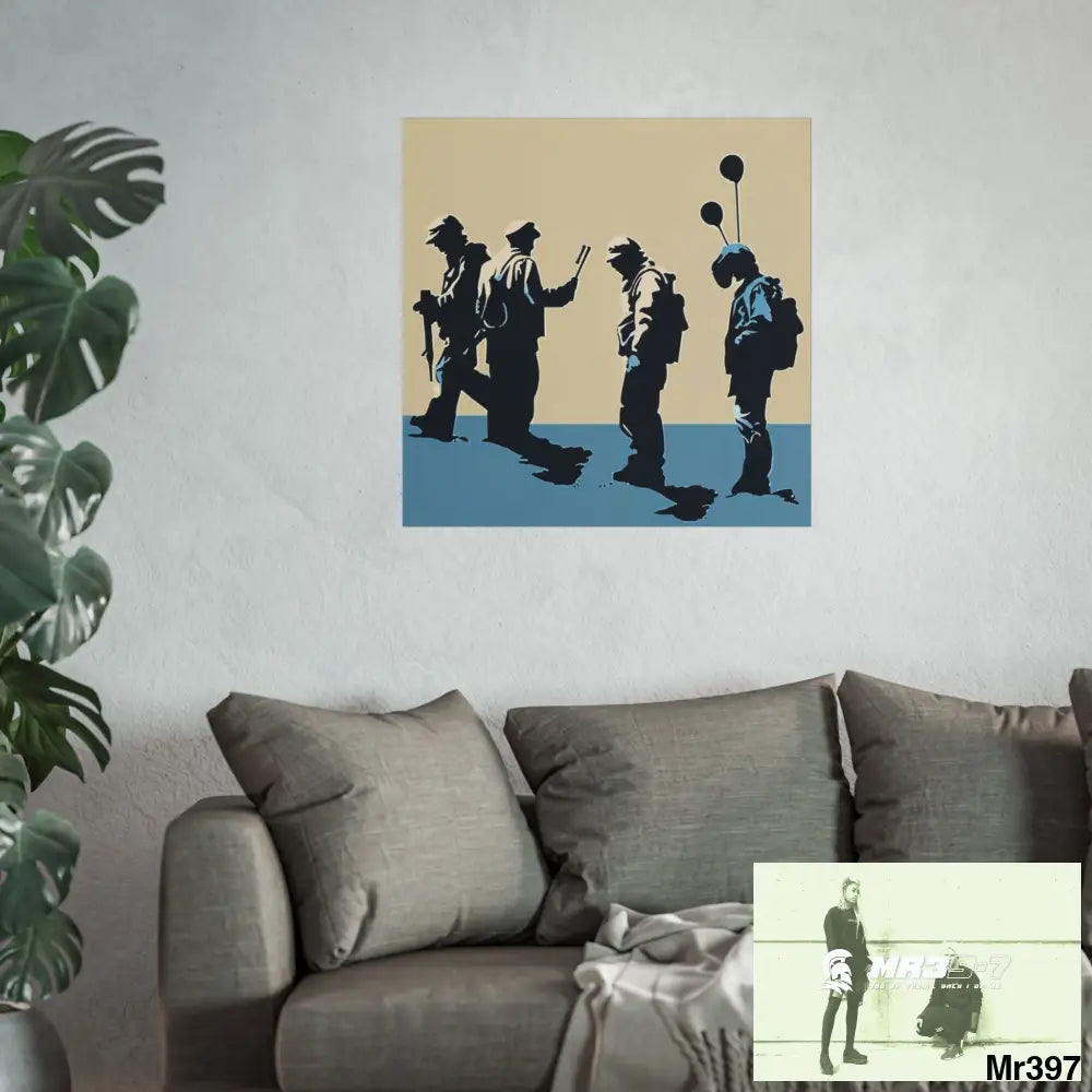 Banksy inspired Churchill’s Bar Dahab — no 2 The Warning (2014) Dahab Gold Narrative Poster SeriesFine Art Posters