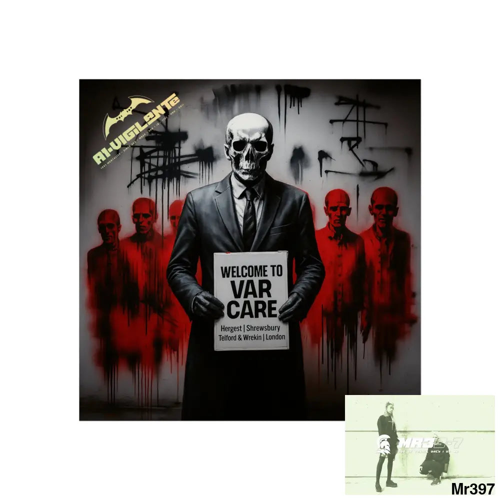 Banksy Inspired Inside A Mental Health VAR system Assassination failure 2012-2025 UK - Fine Art Posters 30″ x 30″