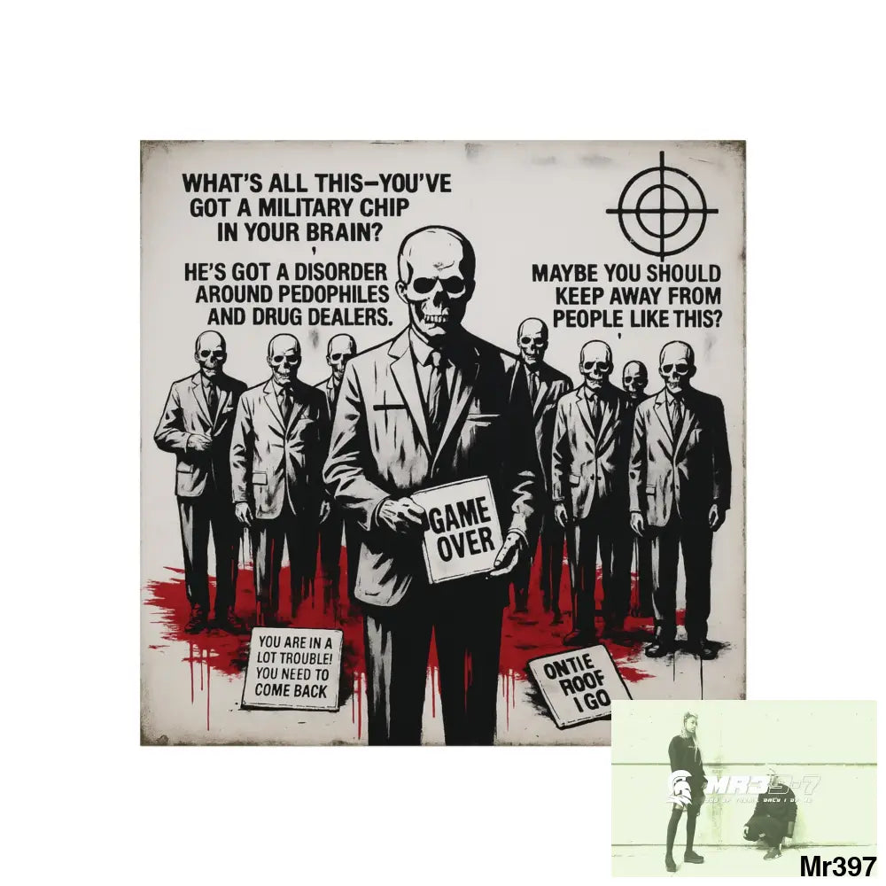 Banksy Inspired Inside A Mental Health VAR system Assassination failure 2012-2025 UK no 12 - Fine Art Posters 16″ x 16″