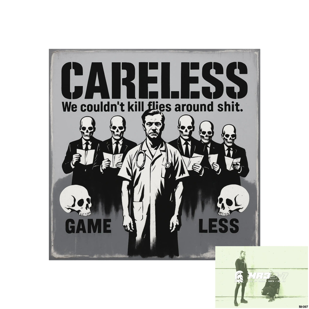 Banksy Inspired Inside A Mental Health VAR system Assassination failure NO 11 2012-2025 UK - Fine Art Posters 16″ x 16″