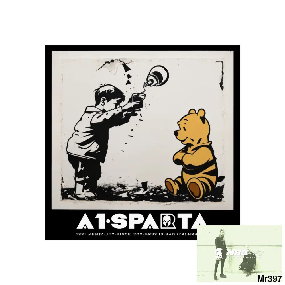 Banksy Style A1 Sparta DAHAB GOLD — SCENE 3 “Filling the Tigger Cup” no 4 Fine Art Posters 16″ x 16″ / Matte Poster