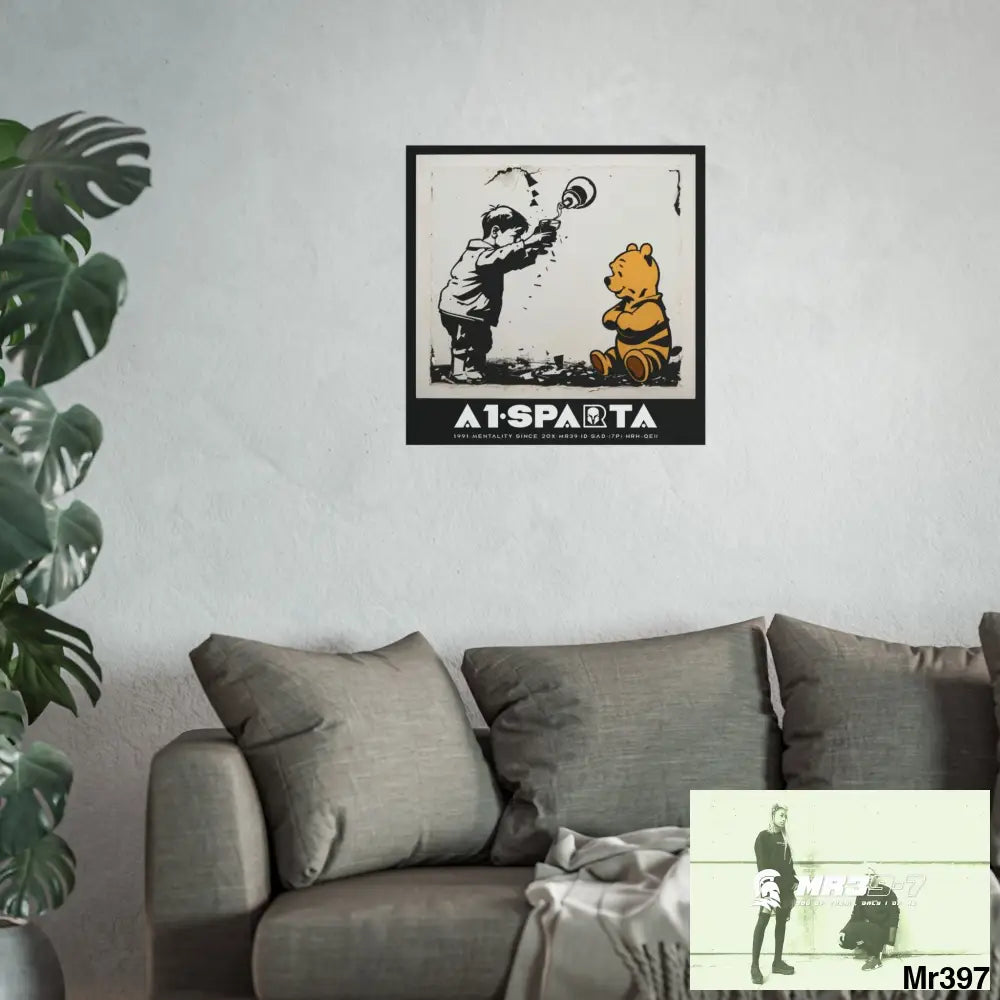 Banksy Style A1 Sparta DAHAB GOLD — SCENE 3 “Filling the Tigger Cup” no 4 Fine Art Posters Poster