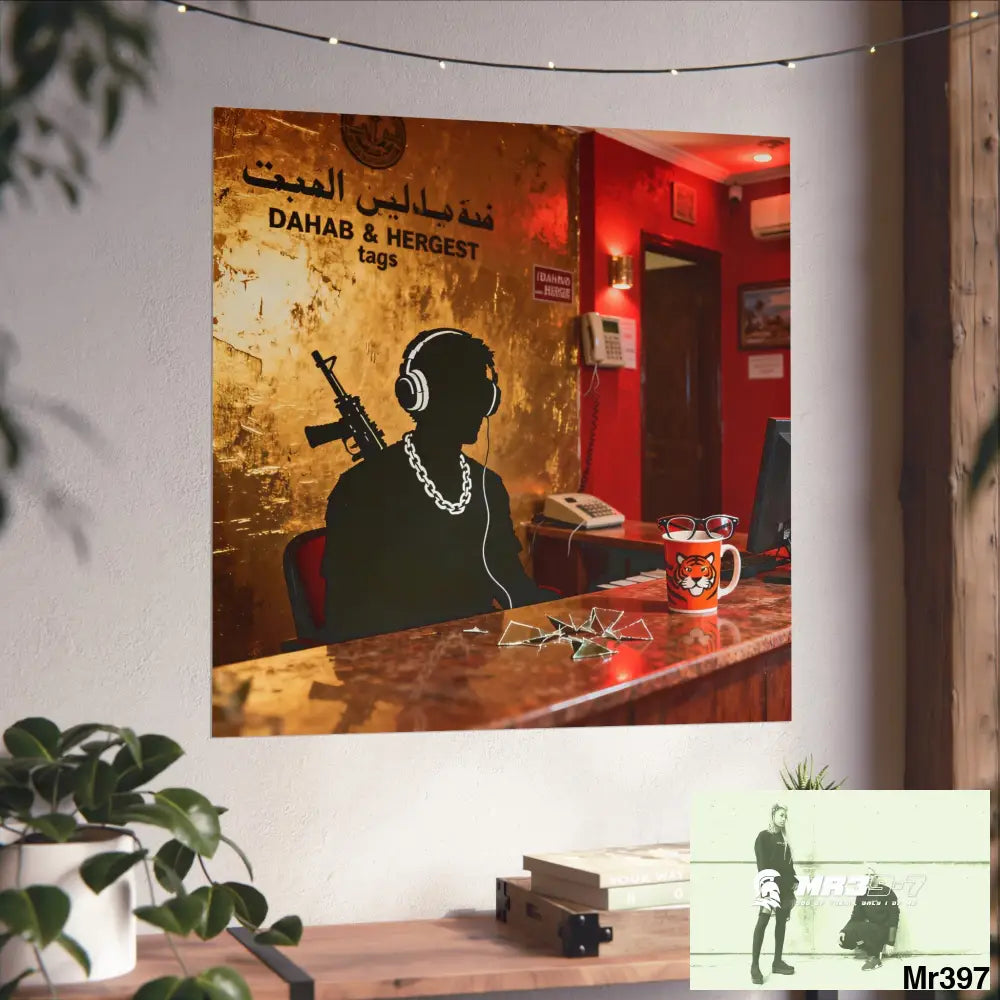 Banksy Style Dahab Gold Reception Desk (RATM / Jungle Moment) No 1 Fine Art Posters Poster