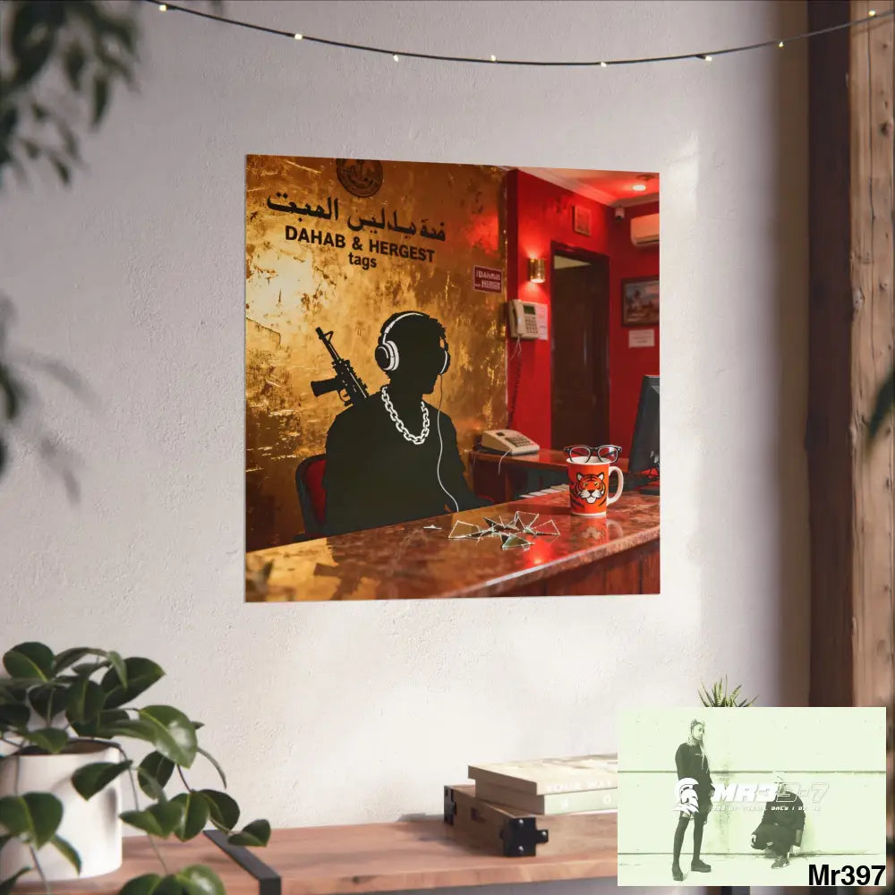 Banksy Style Dahab Gold Reception Desk (RATM / Jungle Moment) No 1 Fine Art Posters Poster