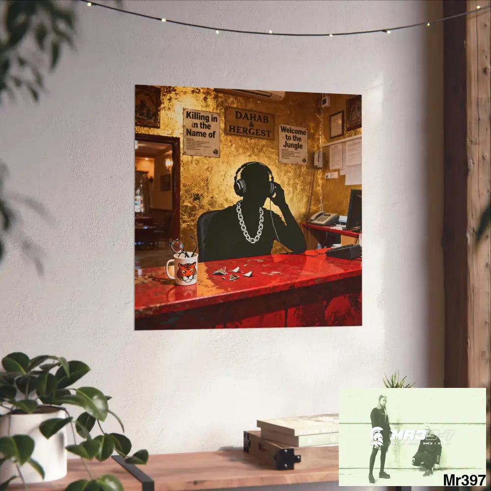 Banksy Style Dahab Gold Reception Desk (RATM / Jungle Moment) No 2 Fine Art Posters Poster