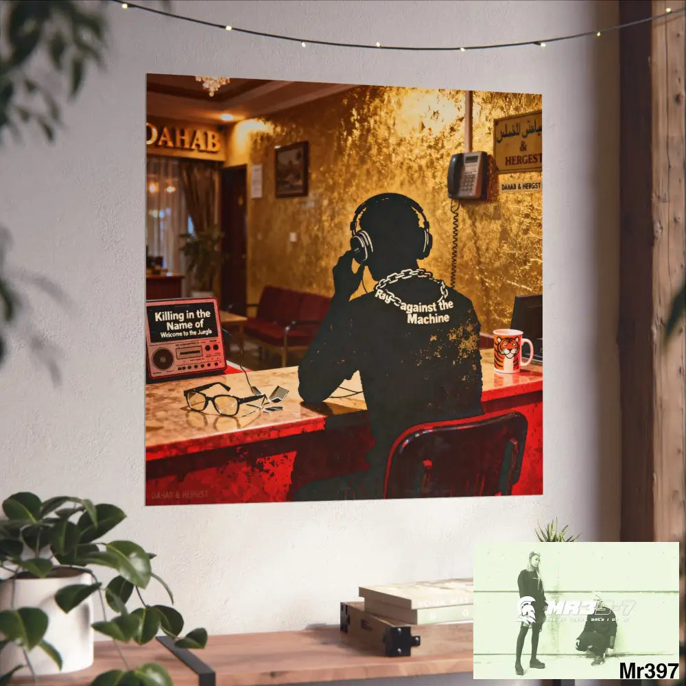 Banksy Style Dahab Gold Reception Desk (RATM / Jungle Moment) No 3 Fine Art Posters Poster
