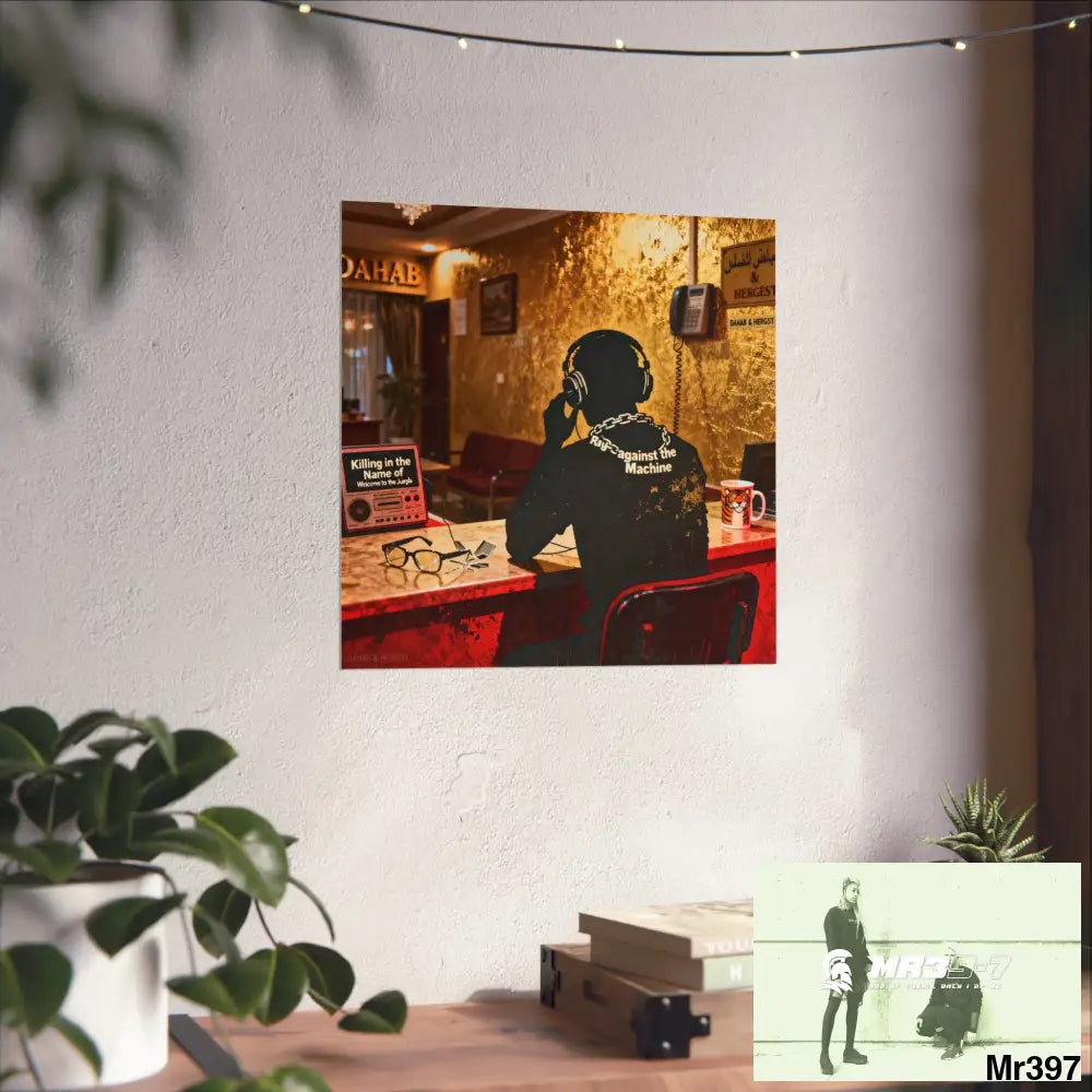 Banksy Style Dahab Gold Reception Desk (RATM / Jungle Moment) No 3 Fine Art Posters Poster