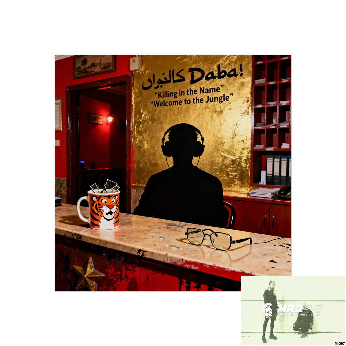 Banksy Style Dahab Gold Reception Desk (RATM / Jungle Moment) No 4 Fine Art Posters 16″ x 16″ / Matte Poster