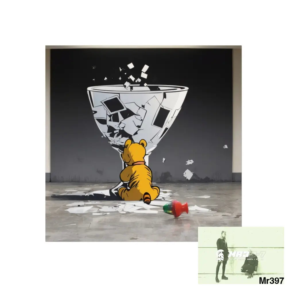 Banksy Style DAHAB GOLD — SCENE 3 “Filling the Tigger Cup” no 2 Fine Art Posters 16″ x 16″ / Matte Poster