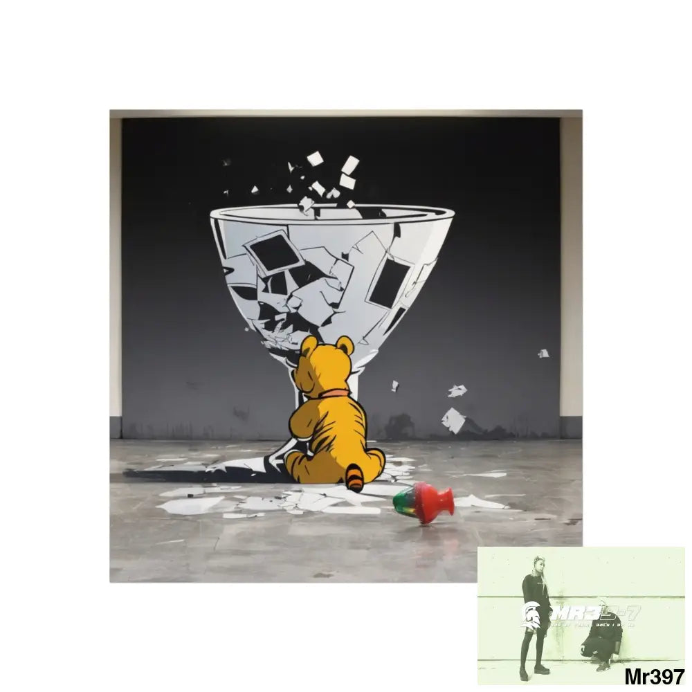 Banksy Style DAHAB GOLD — SCENE 3 “Filling the Tigger Cup” no 2 Fine Art Posters 24″ x 24″ / Matte Poster
