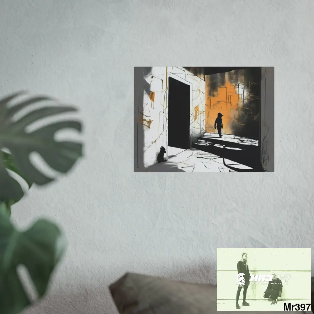 Banksy Style DAHAB GOLD SCENE 6—No 2 Walking Toward the Doorway Fine Art Posters 16″ x 12″ (Horizontal) / Matte Poster