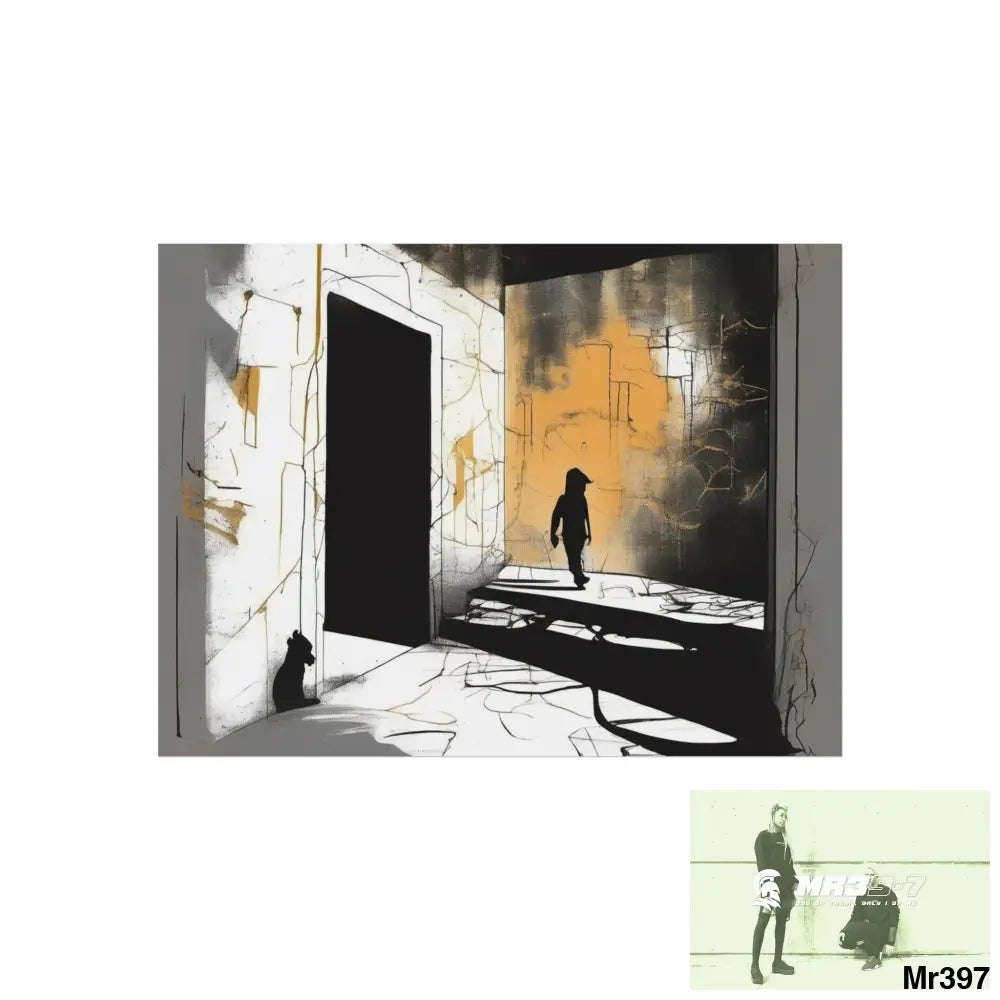 Banksy Style DAHAB GOLD SCENE 6—No 2 Walking Toward the Doorway Fine Art Posters 16″ x 12″ (Horizontal) / Matte Poster