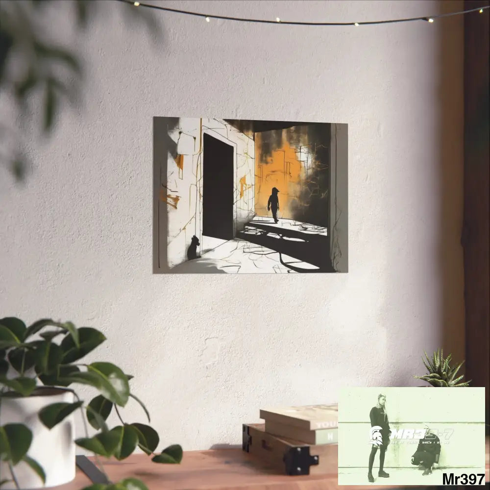 Banksy Style DAHAB GOLD SCENE 6—No 2 Walking Toward the Doorway Fine Art Posters 16″ x 12″ (Horizontal) / Matte Poster