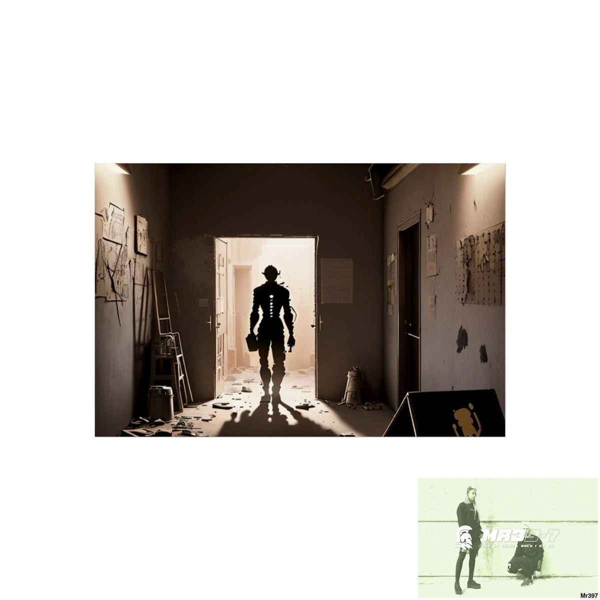 Banksy Style DAHAB GOLD SCENE 6—No 4 Walking Toward the Doorway Fine Art Posters 18″ x 12″ (Horizontal) / Matte Poster