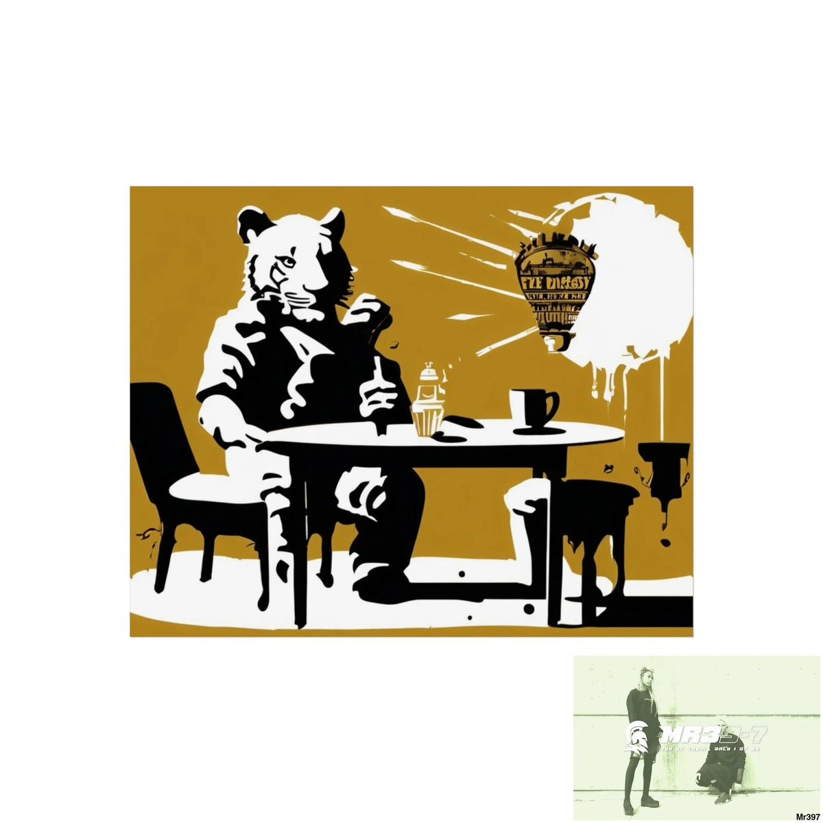 Banksy Style DAHAB GOLD SCENE 7“The Table Test – The Cup The Penny The Chain & The Instructions” no 1 Fine Art Posters