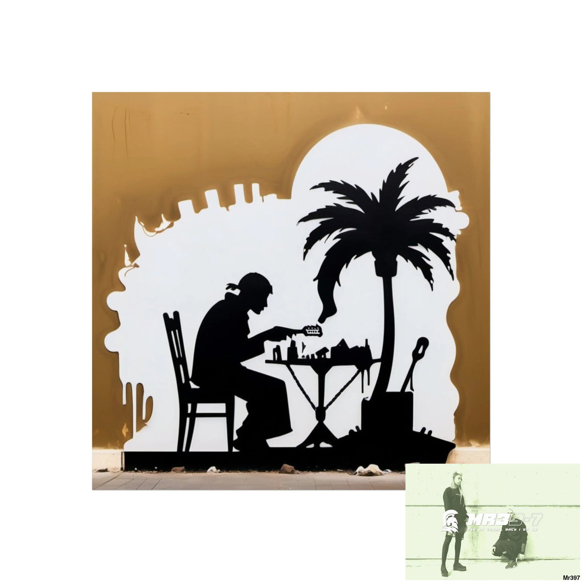 Banksy Style DAHAB GOLD SCENE 8 “The Suitcase The Saws The Rope The Goodbye The Break no 9 Fine Art Posters 16″ x 16″