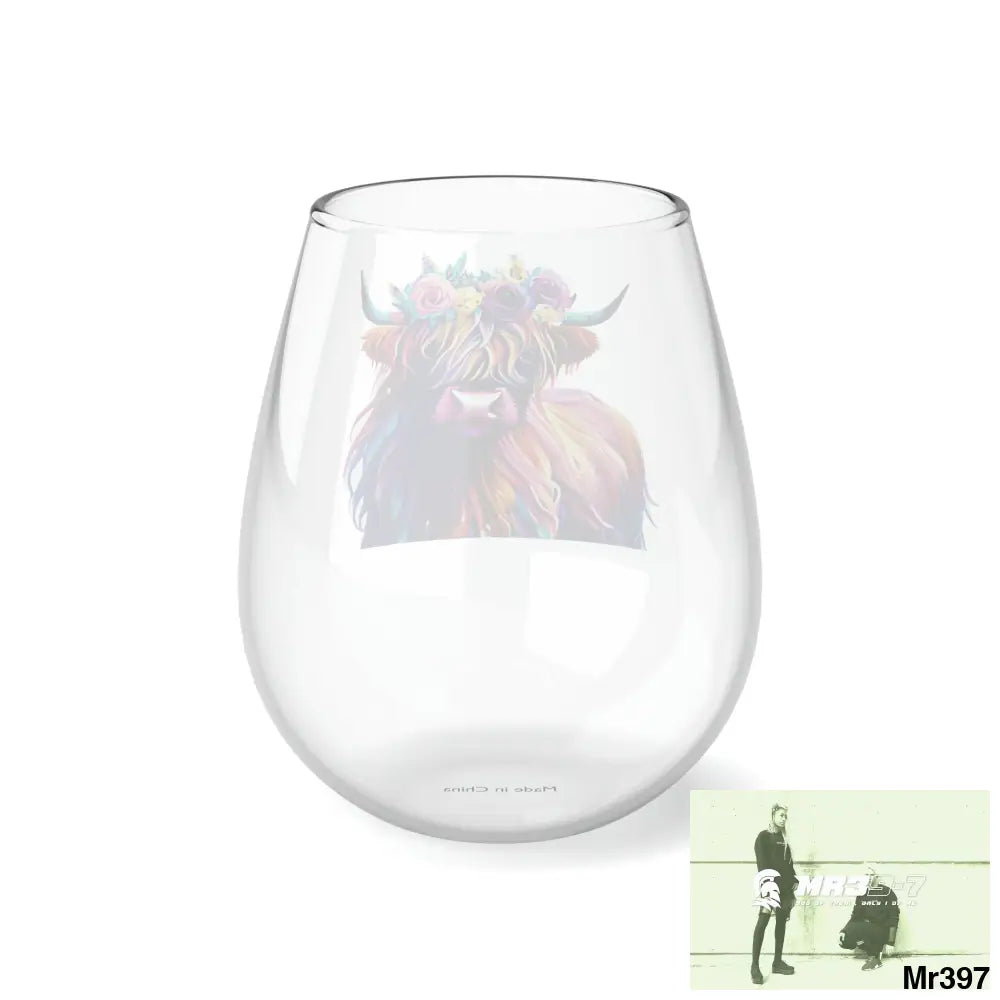 Beautiful Baby Highland Cow with a Flower Crown Wine Glass 11.75oz 11.75oz Mug