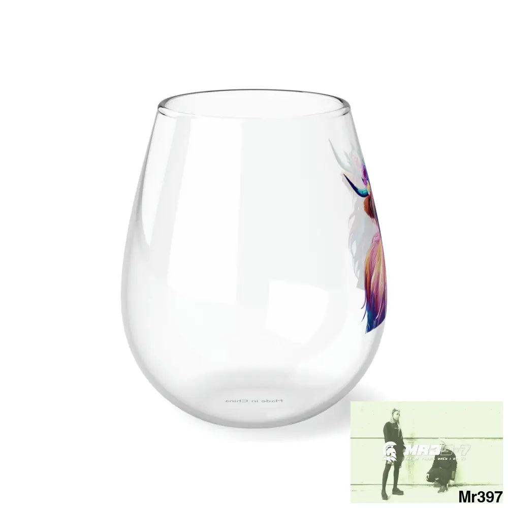 Beautiful Baby Highland Cow with a Flower Crown Wine Glass 11.75oz 11.75oz Mug