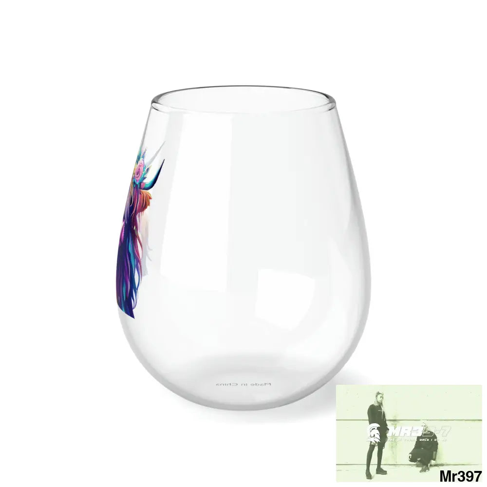 Beautiful Baby Highland Cow with a Flower Crown Wine Glass 11.75oz 11.75oz Mug