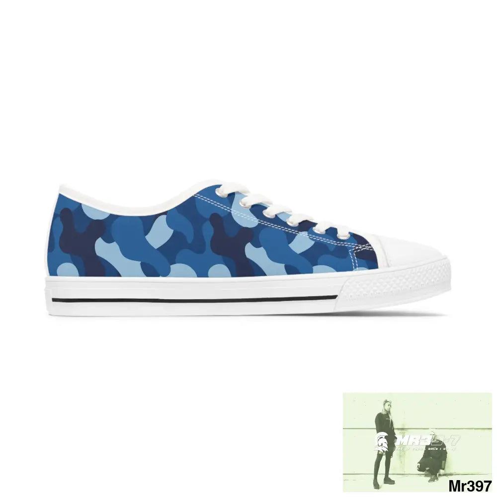 Blue Camo White Women’s Low Top Sneakers Shoes