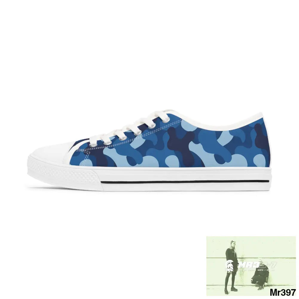 Blue Camo White Women’s Low Top Sneakers Shoes