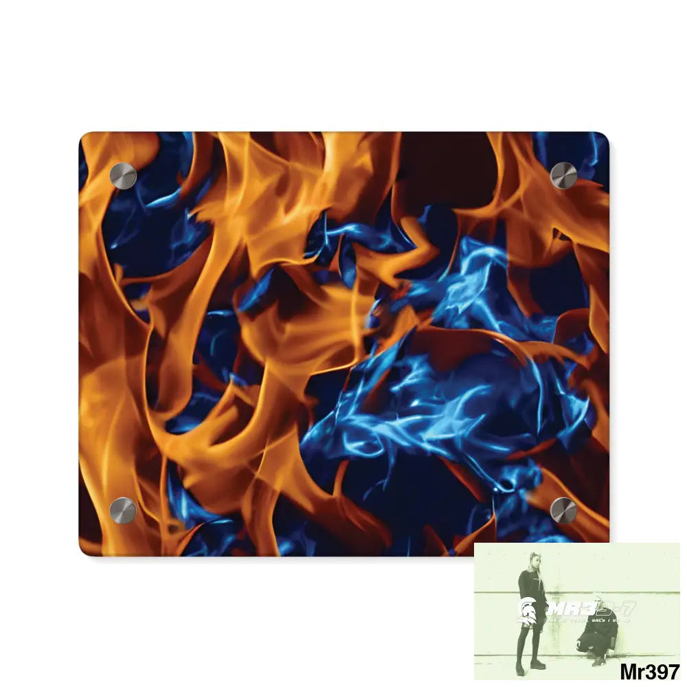 Blue Explosion Flames on a Dark Background Acrylic Wall Art Panels 10″ x 8″ (Horizontal) / 0.25’’ Home Decor