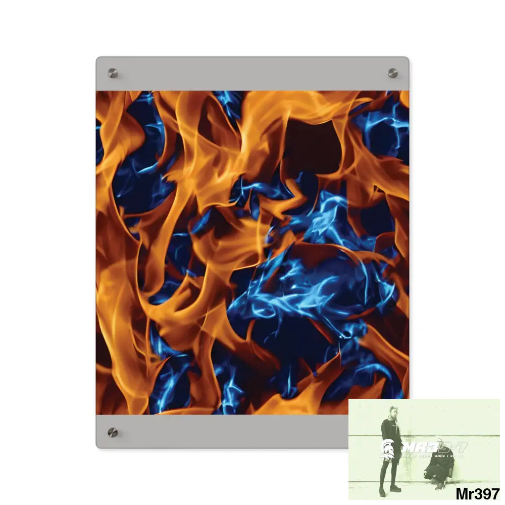 Blue Explosion Flames on a Dark Background Acrylic Wall Art Panels 16″ x 20″ (Vertical) / 0.25’’ Home Decor