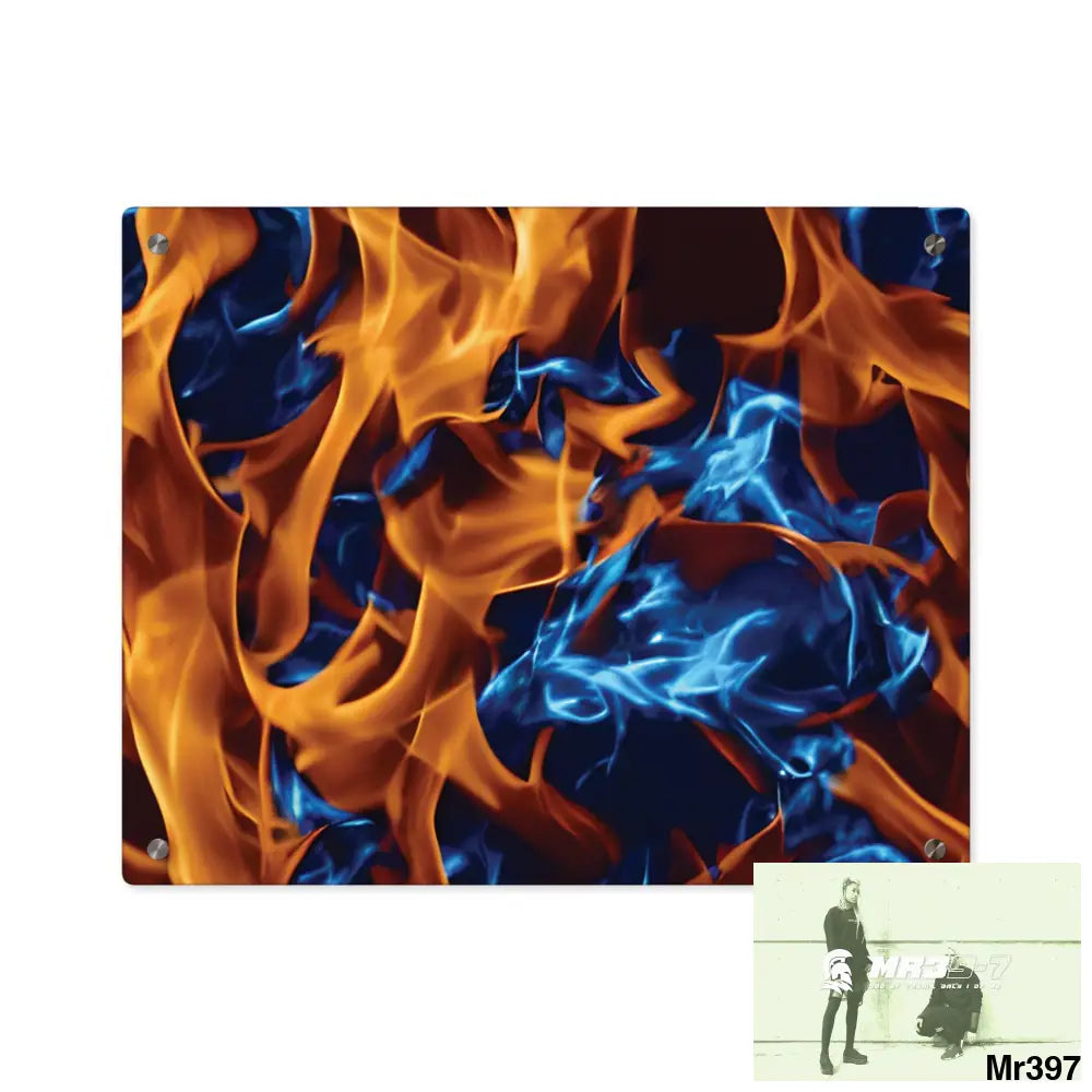 Blue Explosion Flames on a Dark Background Acrylic Wall Art Panels 20″ x 16″ (Horizontal) / 0.25’’ Home Decor