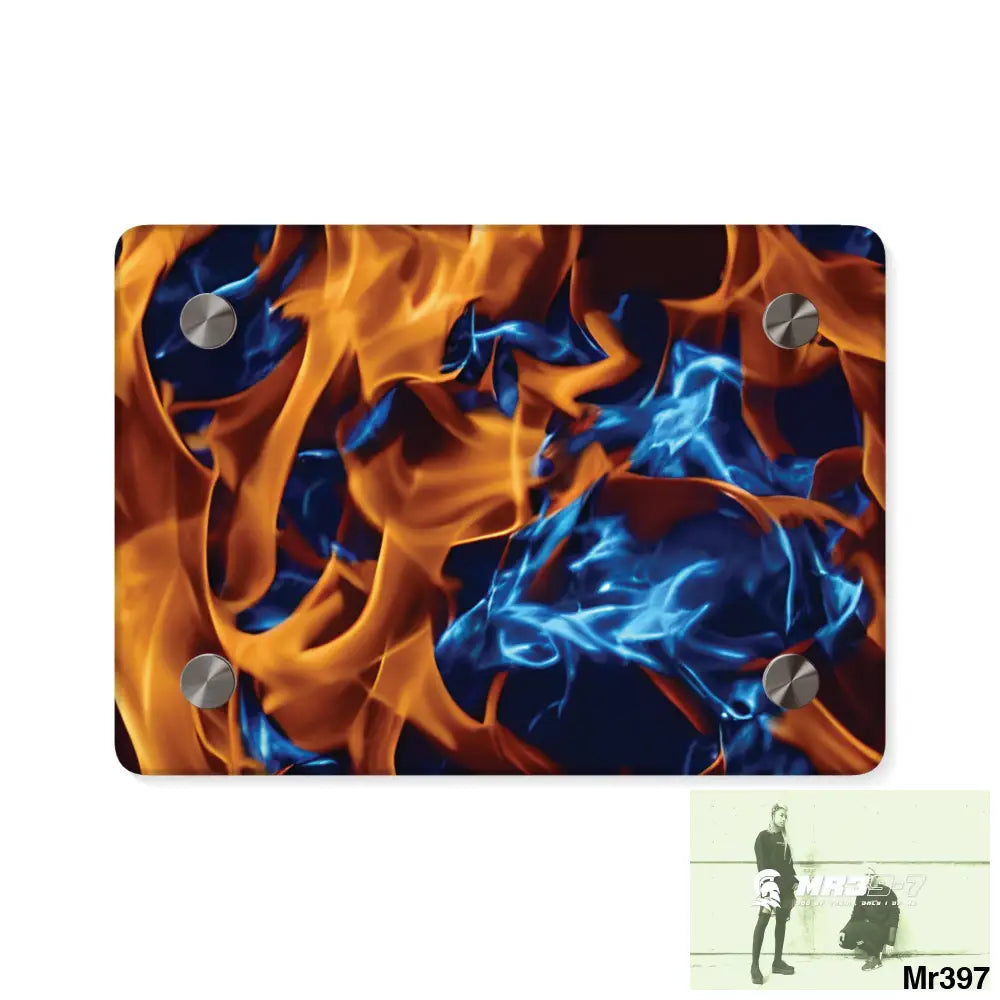 Blue Explosion Flames on a Dark Background Acrylic Wall Art Panels 7’’ x 5’’ (Horizontal) / 0.25’’ Home Decor