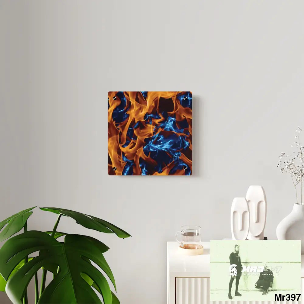 Blue Explosion Flames on a Dark Background Acrylic Wall Art Panels Home Decor