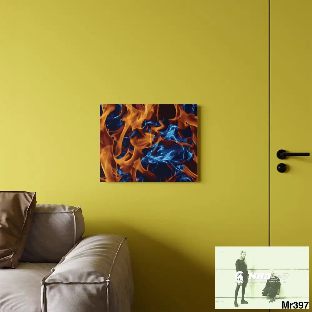 Blue Explosion Flames on a Dark Background Acrylic Wall Art Panels Home Decor