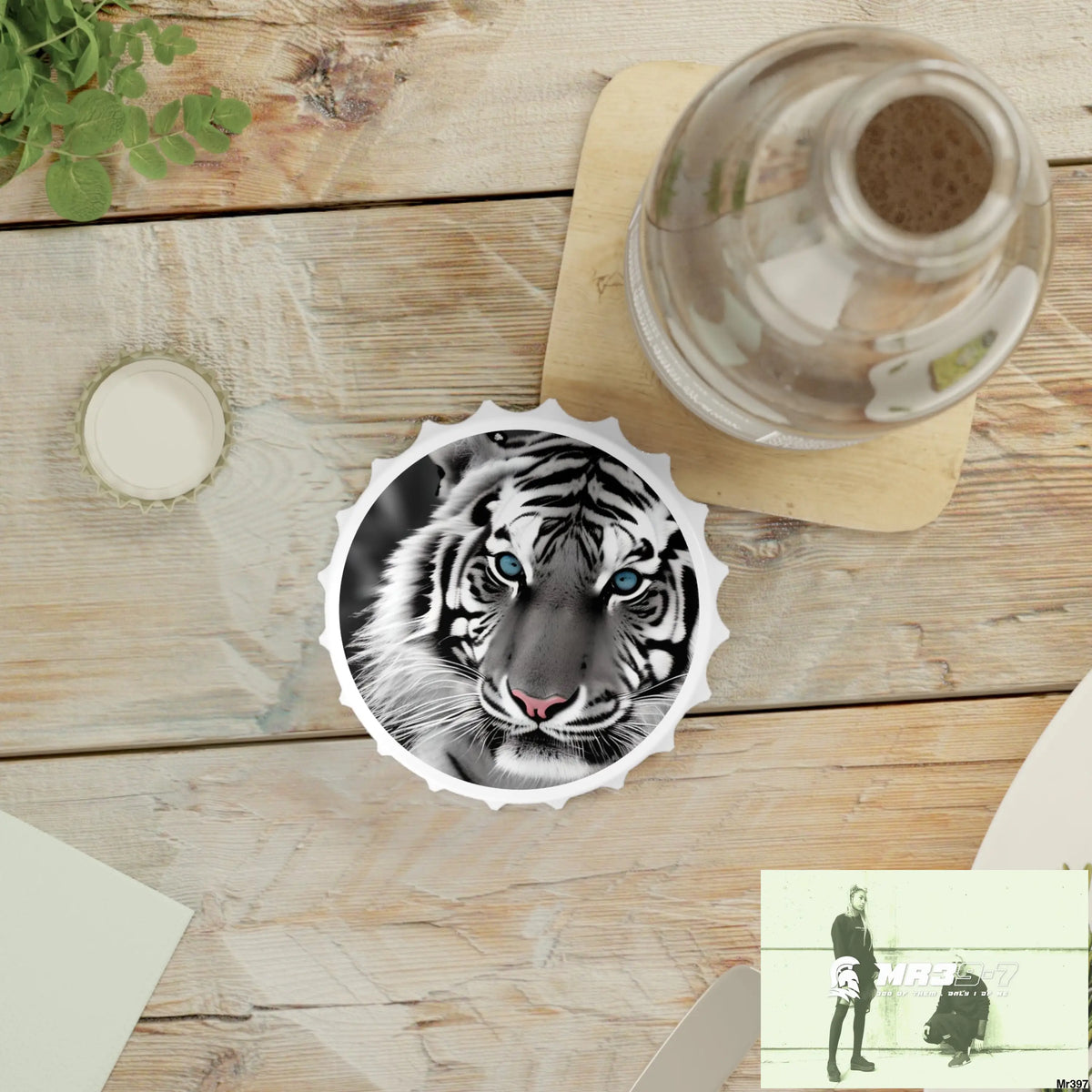 Blue eyed Tiger Magnetic Bottle Opener One size / White Accessories