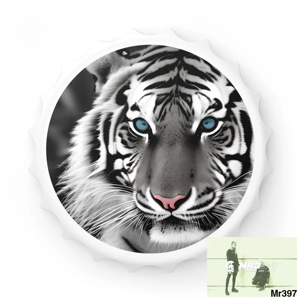 Blue eyed Tiger Magnetic Bottle Opener One size / White Accessories